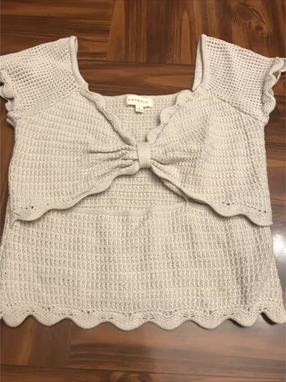 Promesa Large Beige Cream Crochet Crop Top
